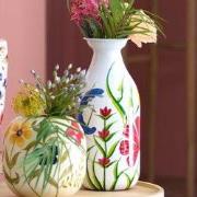 Vaas deco EKIMULI wit+bloemen