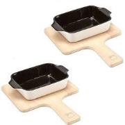 Mini ovenschaaltjes op serveerplateau 'Silas' (Set van 2, Aardewerk)