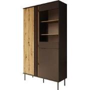 Meubella - Rogan - Vitrinekast - Zwart - 111x40x195 cm