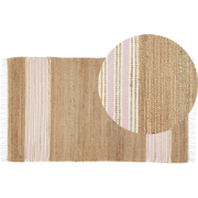 MIRZA - Modern vloerkleed - Beige/Roze - 80 x 150 cm - Jute