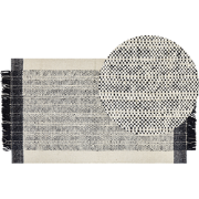 KETENLI - Modern vloerkleed - Gebroken wit - 80 x 150 cm - Wol