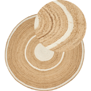 HALFELI - Laagpolig vloerkleed - Gebroken wit -  140 cm - Jute