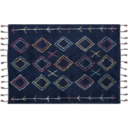 CORUM - Laagpolig vloerkleed - Zwart - 140 x 200 cm - Katoen