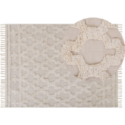 SULUOVA - Laagpolig vloerkleed - Beige - 140 x 200 cm - Katoen