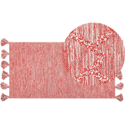 NIGDE - Laagpolig vloerkleed - Rood - 80 x 150 cm - Katoen
