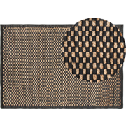 GERCE - Laagpolig vloerkleed - Zwart - 140 x 200 cm - Leer