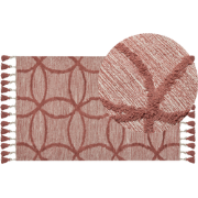 KIRSEHIR - Laagpolig vloerkleed - Lichtrood - 80 x 150 cm - Katoen