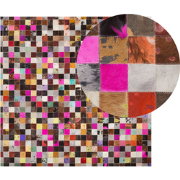 ENNE - Vloerkleed - Multicolor - 200 x 200 cm - Koeienhuid leer