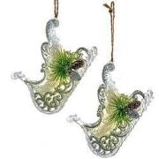 4.3 inch Plastic Clear & Ivory W/Sage Gl 10,16x4,318x6,35 cm kerstorna...