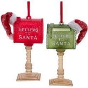 Plastic brievenbus kerstmuts 12 cm ornament