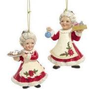 Resin traditionele nostalgische mevrouw claus 2A 9 cm ornament