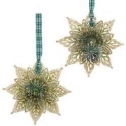 Plastic groene sneeuwvlok 2A 13 cm ornament