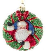 Glas NG santa in krans 8 cm ornament
