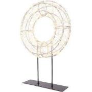 Warm wit 300 Micro-LED verlichte krans tafellamp wit zilver 28 x 38 cm