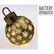 Kerstbal met led 20 cm mat goud kerstversiering