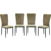 Set van 4 stoelen in stof met zwarte metalen poten L43 cm - HOLLY