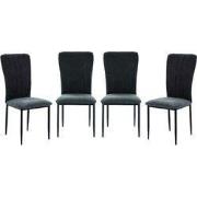 Set van 4 stoelen in stof met zwarte metalen poten L43 cm - HOLLY