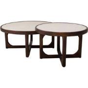 Salontafel Marmer Donkerbruin - Set Van 2 - 90x90x35cm - Ayase