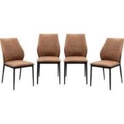 Set van 4 stoelen van gewatteerde stof met metalen frame, 48 cm  LILLI...