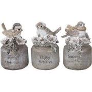 Clayre & Eef Beeld Vogel 7x6x10 cm Grijs Kunststof