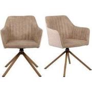 Set van 2 Beige Stoelen van Bouclé Stof L60 cm - Ray