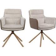 Set van 2 Stoelen Beige en Houtdecor L63 cm - Logan