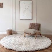 Rond hoogpolig vloerkleed Furr beige - Interieur05 - Polyester - Rond ...