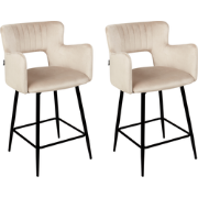 SANILAC - Barkruk set van 2 - Taupe - Fluweel