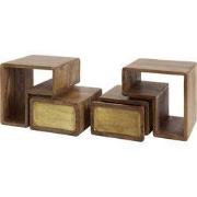 Nachtkastje Naturel Hout - Set van 2 - 42x30x30cm - Brass