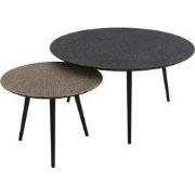 Salontafel Rond - Grijs Metallic - Set van 2 - 40x74x74cm