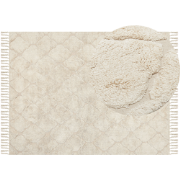 SILCHAR - Laagpolig vloerkleed - Lichtbeige - 160 x 230 cm - Katoen