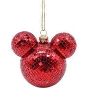 Kerstbal plastic Mickey oren disco rood 8,5 cm