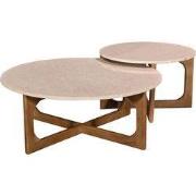 Salontafel Marmer Naturel - Set Van 2 - 90x90x35cm - Lino