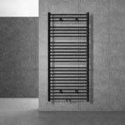 Badkamer radiator Sahara 750x1500 mm zwart recht met universele thermo...