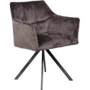 Eetkamerstoel Met Armleuning - Velvet Antraciet - Draaibaar - Set van ...