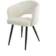 Eetkamerstoel Met Armleuning - Bouclé Wit - 58x56x81cm - Salon - Set v...