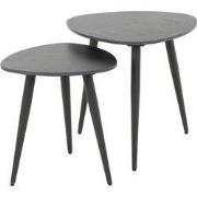 Bijzettafel Driehoekig - Zwart Keramiek - Set Van 2 - 46x46x45cm