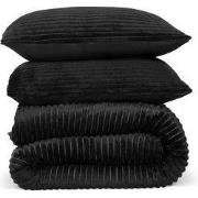 DoubleDry Dekbedovertrek Rib Flanel - Tweepersoons 200x220 cm + 2 Kuss...