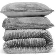 DoubleDry Dekbedovertrek Rib Flanel - Tweepersoons 200x220 cm + 2 Kuss...