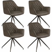 Set van 4 Industriële Eetkamerstoelen Gian Groen - Met Armleuningen