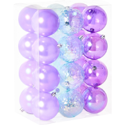 ASNEN - Set van 24 kerstballen - Violet - Synthetisch materiaal