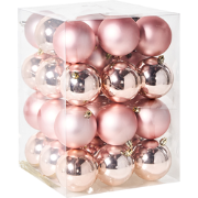 BYGDIN - Set van 36 kerstballen - Roze - Synthetisch materiaal
