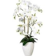 Kopu® Kunstbloem Orchidee 110 cm Wit Bloempot Rond - Phalaenopsis