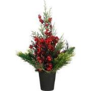 Mica Decorations Ceder Kunstkerstboom in Pot - H45 x  Ø18 cm - Rood, G...