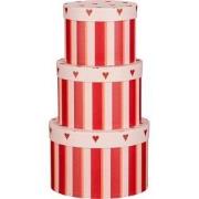 Storage Box - Set of 3 - H14 x Ø21 cm - Paper - FSC Mix - Red