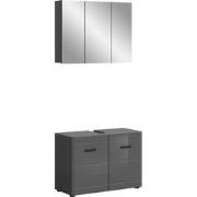 2-delige badkamerset spiegelkast en wastafelkast soft grijs