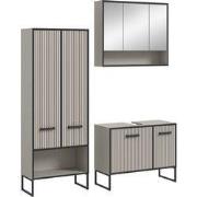 Furnilux Badkamer 3 Delen Lichtgrijs, Crèmekleurig