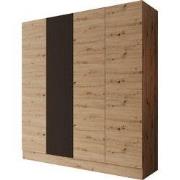 Meubella - Capri - Kledingkast 4-deurs - Eiken - 205x55x220 cm