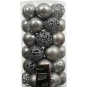 Kerstbal kunststof d6 cm grijs 37 st