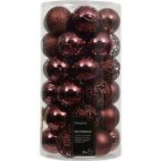 Kerstballen kunststof d6 cm maroon 37 st